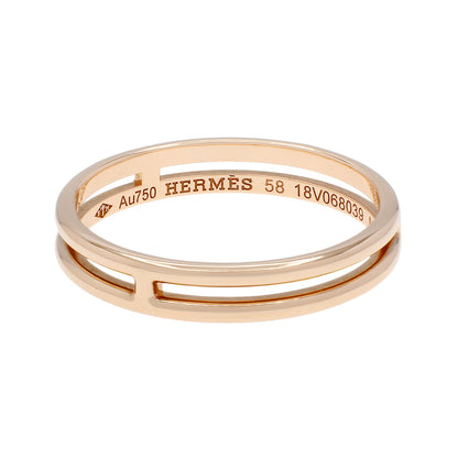 Exclusive Hermes 18K Rose Gold Ariane Wedding Band — Front View