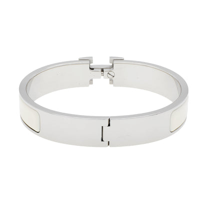 Exclusive Hermes White Clic H Bracelet — Side View