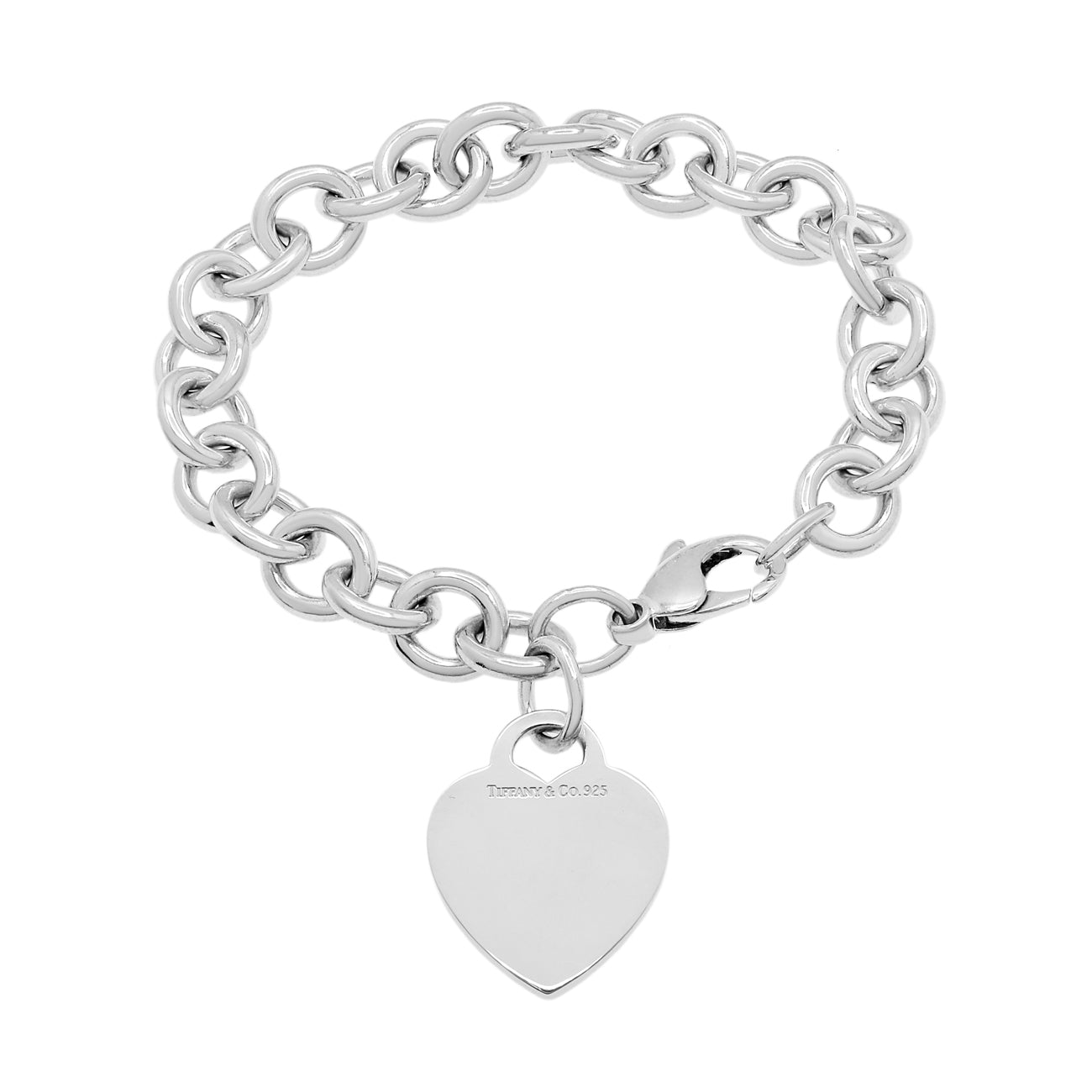 Exclusive Tiffany & Co. Sterling Silver Heart Tag Bracelet — Front View