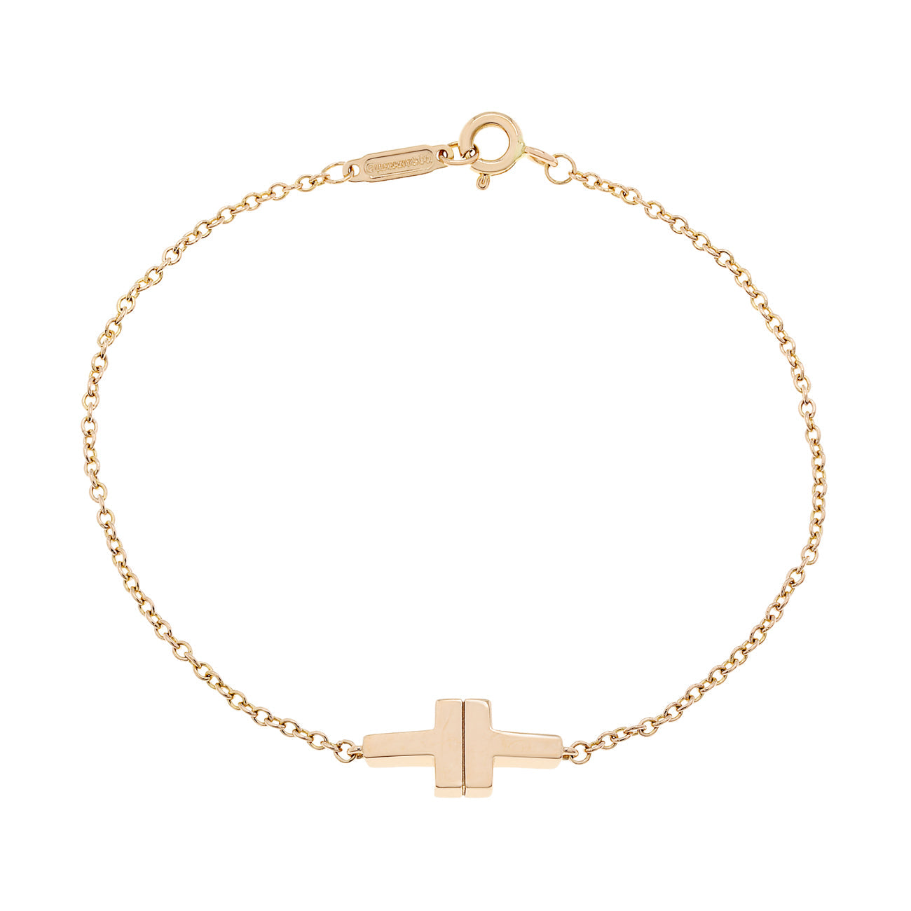 Exclusive Tiffany & Co. 18K Yellow Gold T Chain Bracelet — Front View