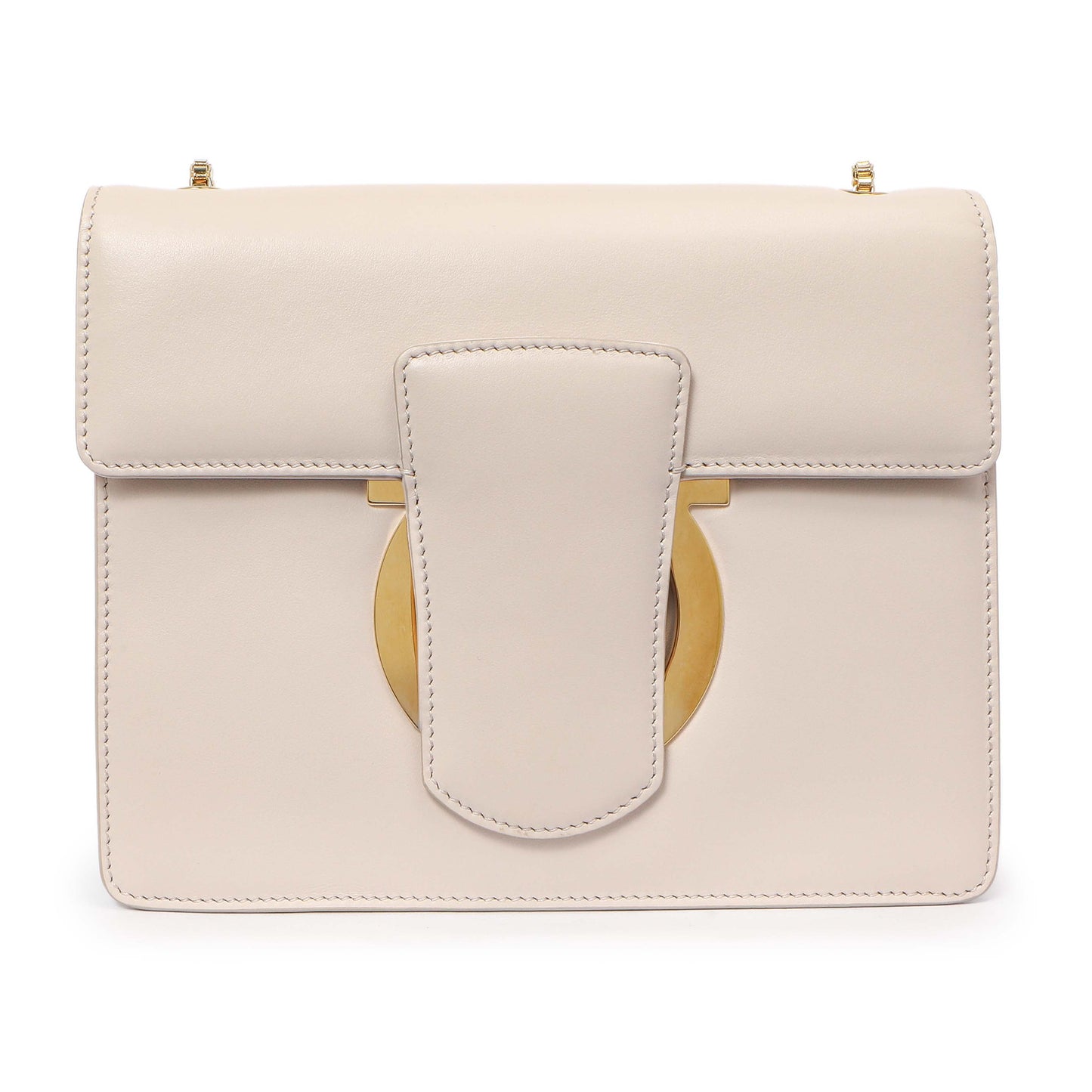 Exclusive Salvatore Ferragamo Nude Calfskin Thalia Crossbody Bag — Side View