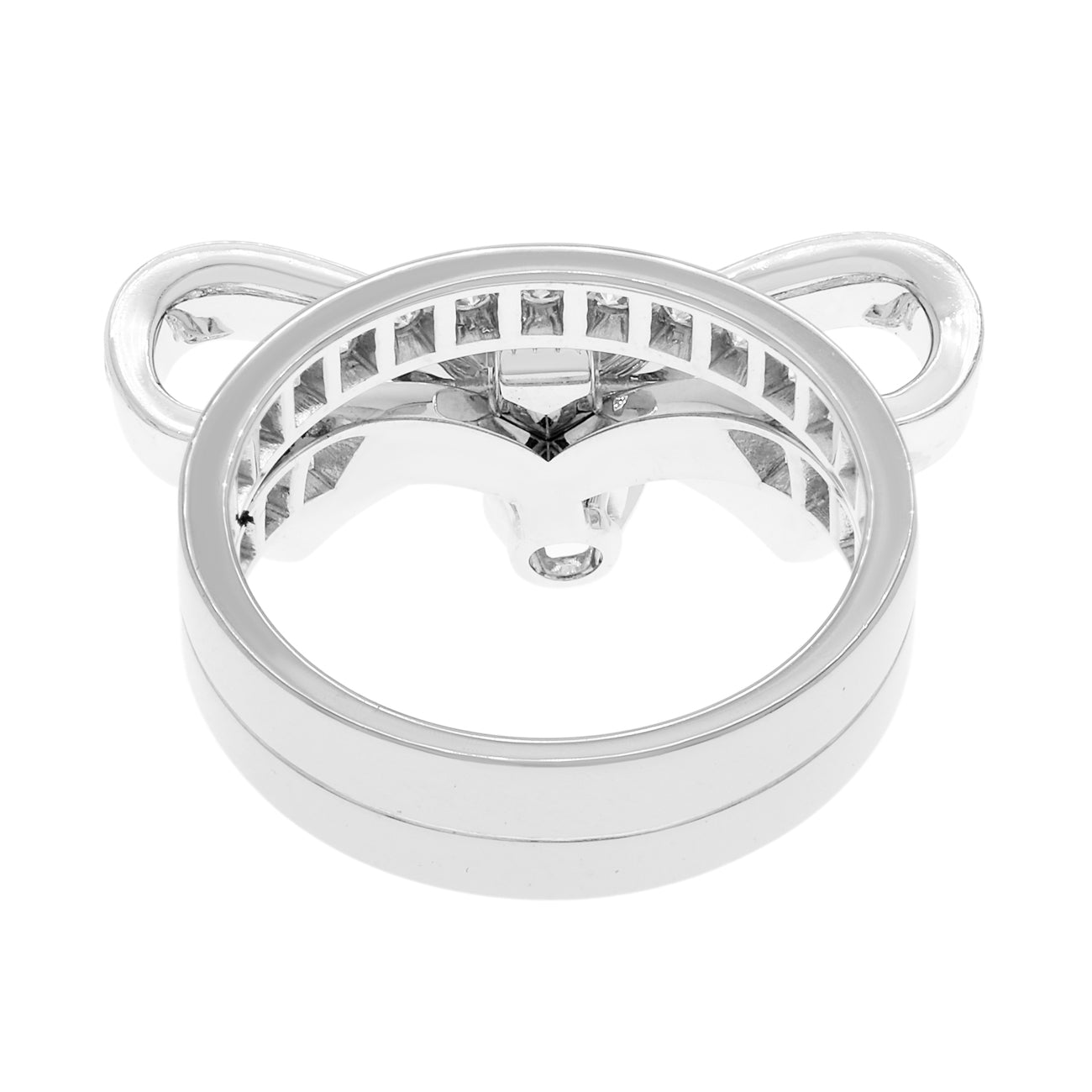 Exclusive Chanel 18K White Gold Diamond Ruban Ring — Side View