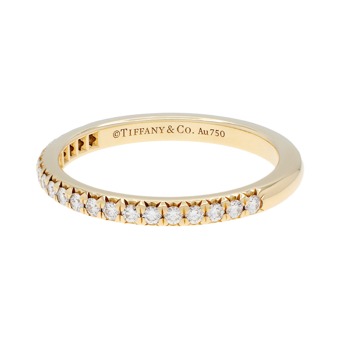 Exclusive Tiffany 18K Yellow Gold Diamond Soleste Half Eternity Ring — Side View