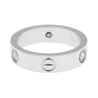 Exclusive Cartier 18K White Gold 3 Diamond Classic Love Ring — Side View