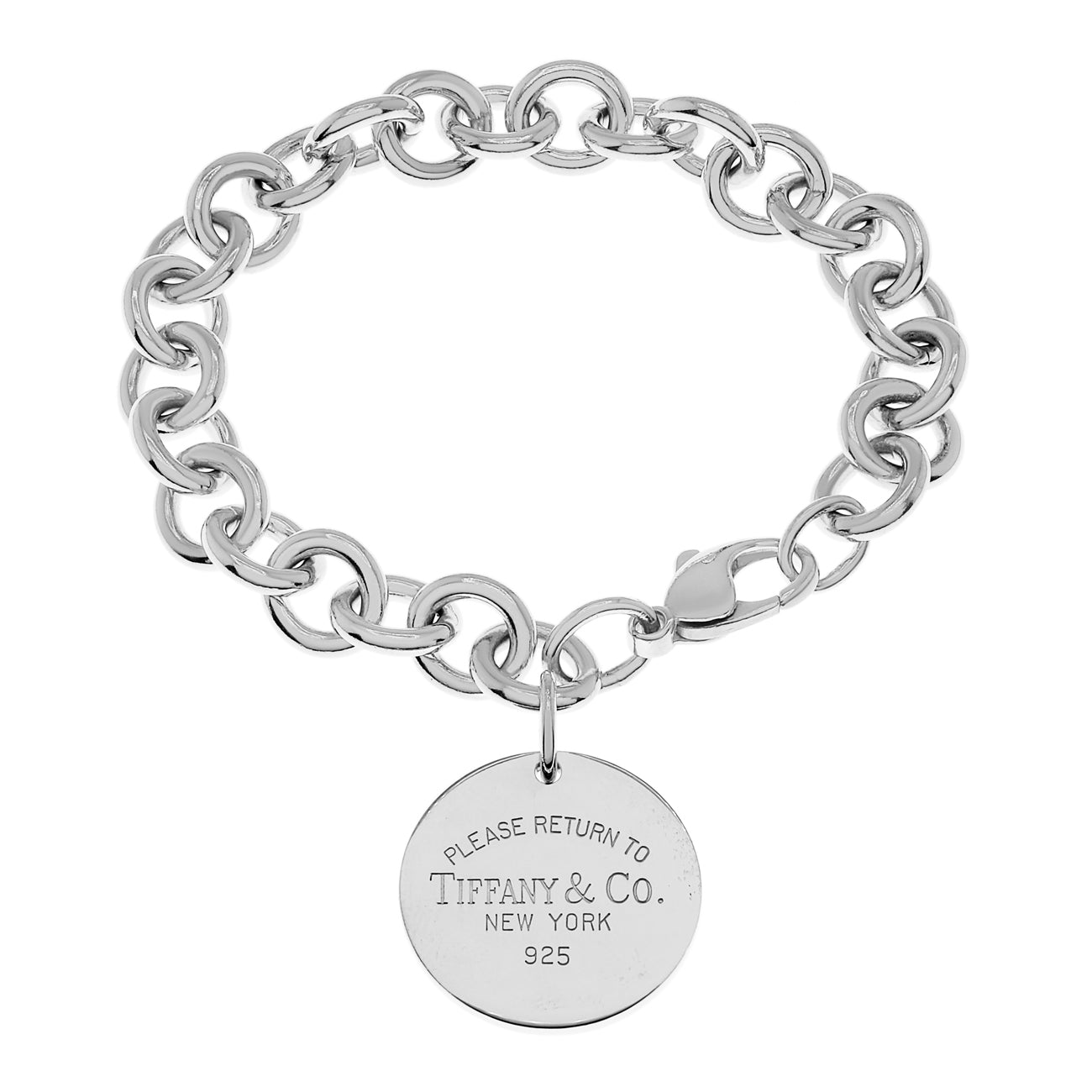 Exclusive Tiffany & Co. Sterling Silver Round Tag Charm Bracelet — Front View