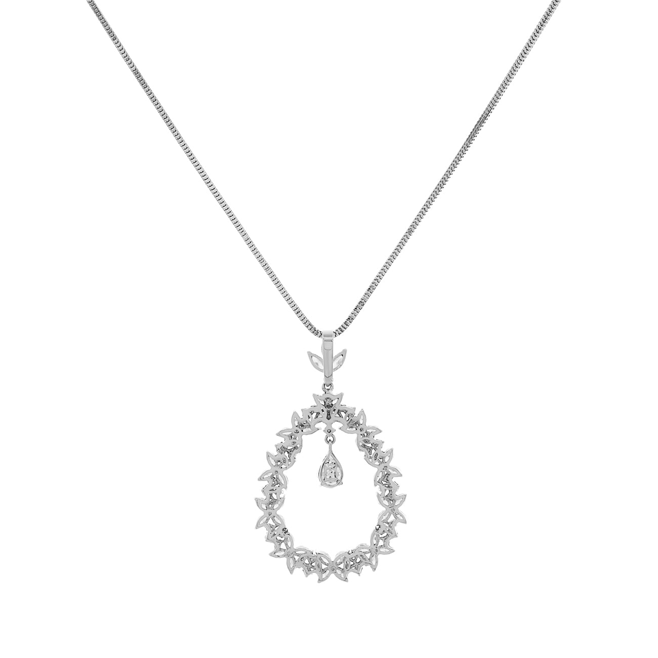Exclusive 18K White Gold 3.73 Carat Teardrop Diamond Cluster Pendant — Side View