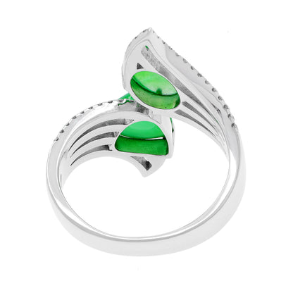 Exclusive 18K White Gold Cabochon Jadeite Coil Ring — 5.75 — Side View