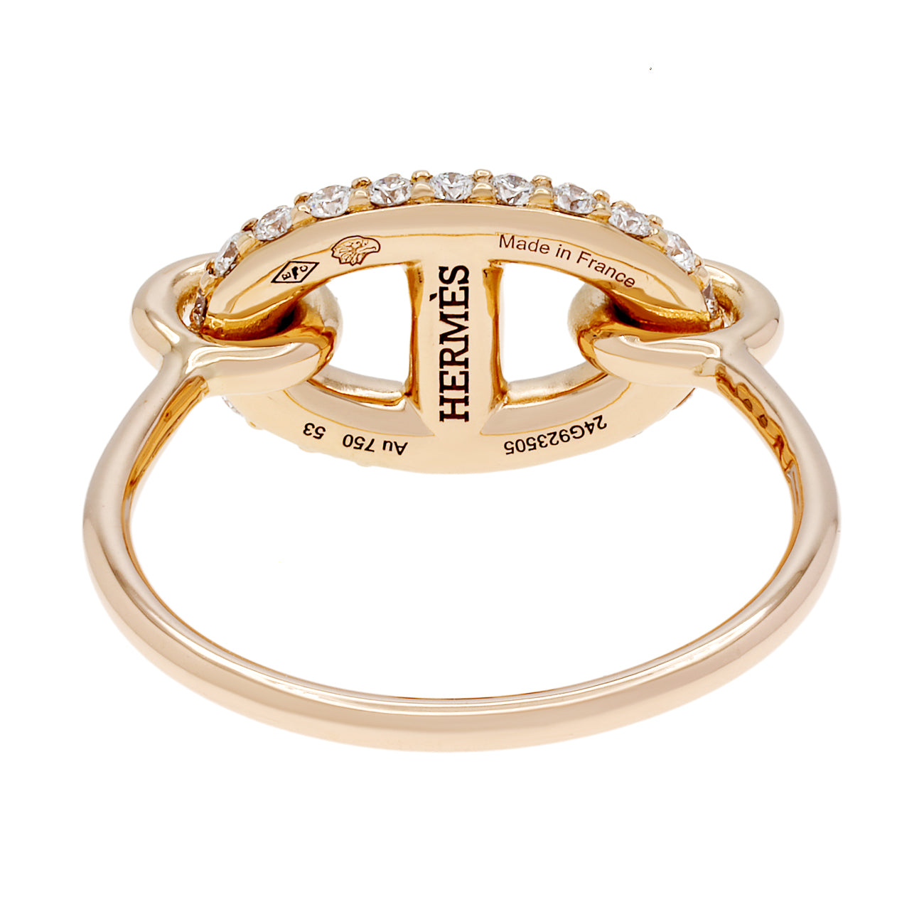 Exclusive Hermes 18K Rose Gold Diamond Farandole Ring — Side View