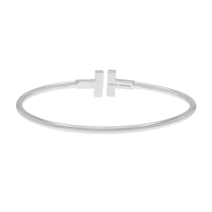 Exclusive Tiffany & Co. 18K White Gold T Wire Bracelet — Side View