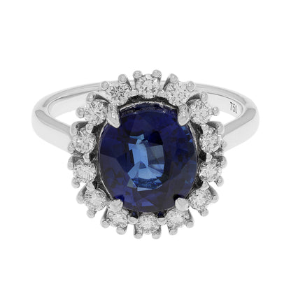 Exclusive 18K White Gold 2.97 Carat Sapphire Ring — 4.5 — Front View