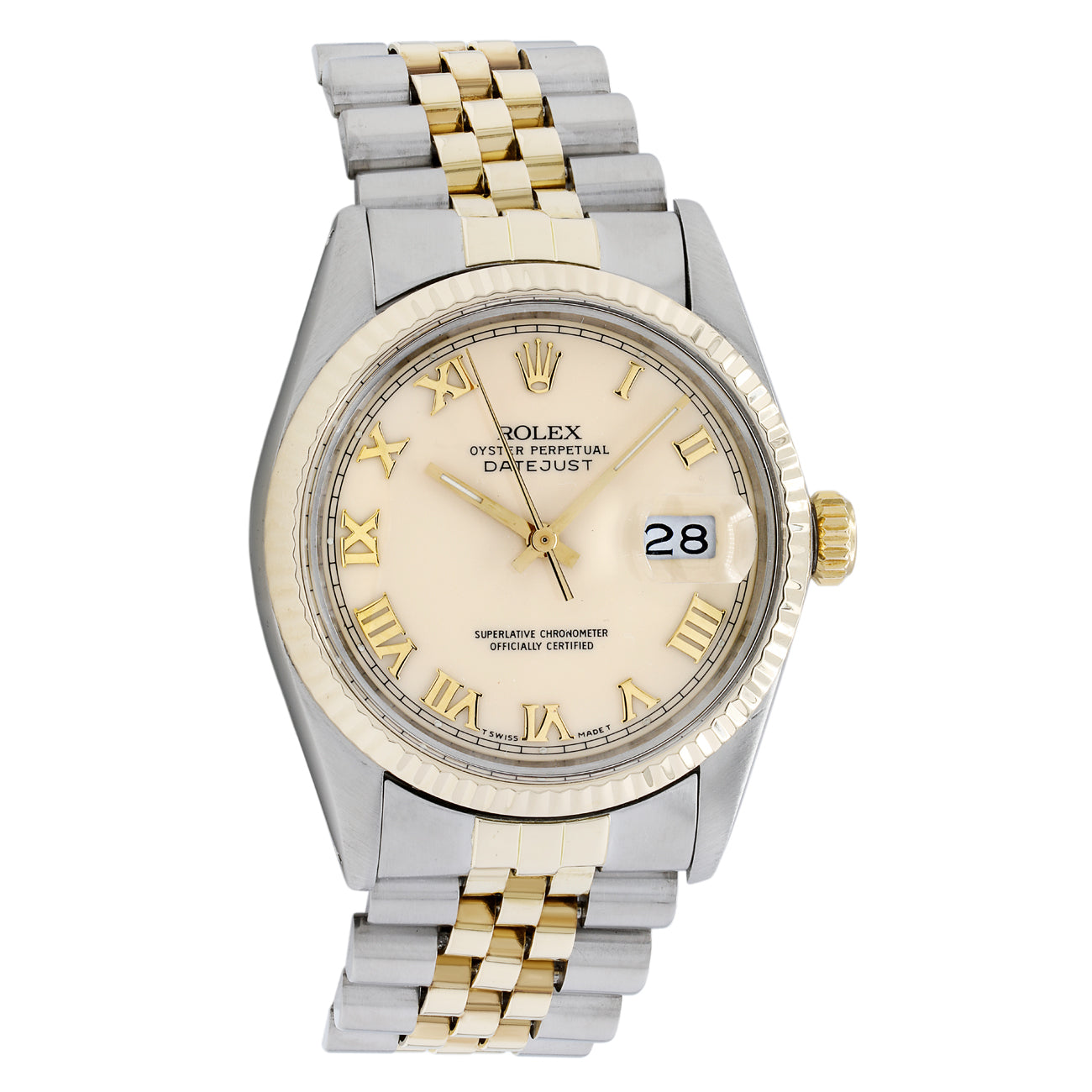 Exclusive Rolex Stainless Steel 18K Yellow Gold Datejust 36 16013 — Front View