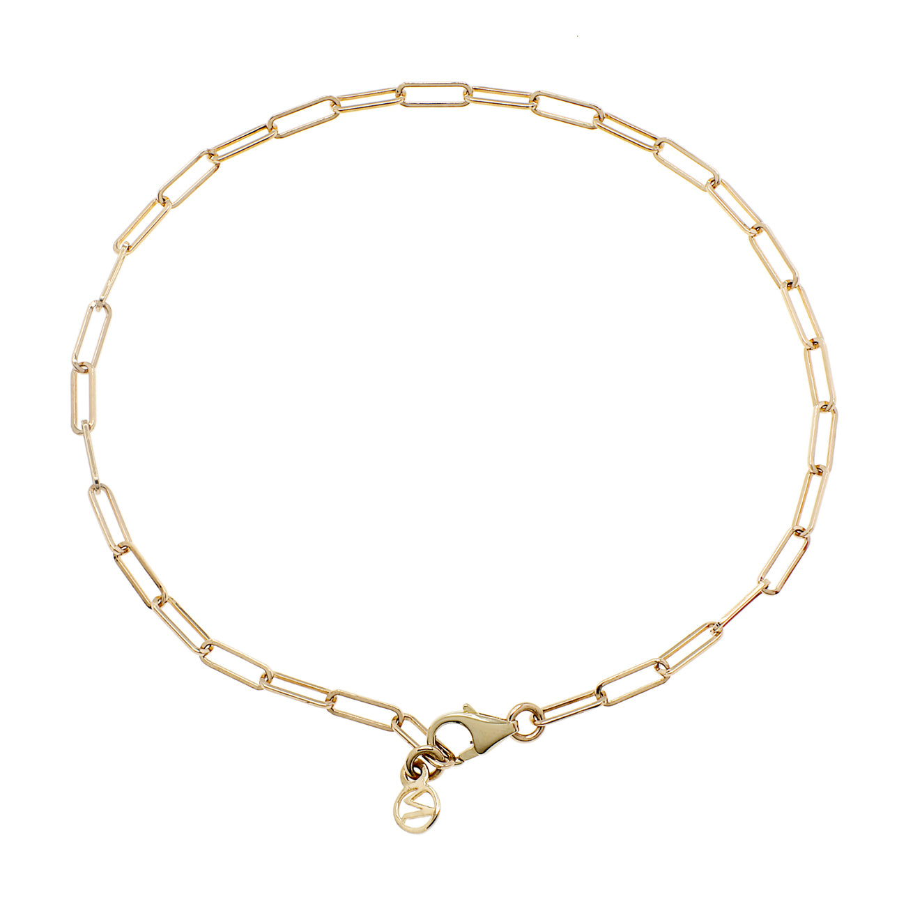 Exclusive 14K Yellow Gold Paperclip Link Bracelet — Front View