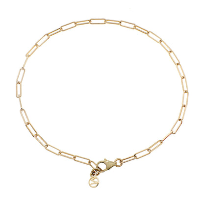 Exclusive 14K Yellow Gold Paperclip Link Bracelet — Front View