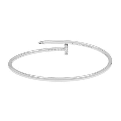 Exclusive Cartier 18K White Gold Diamond Small Juste Un Clou Bracelet — Side View