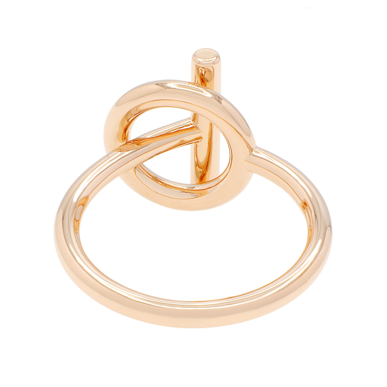Exclusive Hermes 18K Rose Gold Diamond Small Echappee Ring — Side View