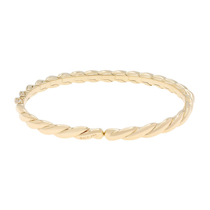 Exclusive David Yurman 18K Yellow Gold Diamond 5mm Sculpted Cable Flex Bracelet — Side View