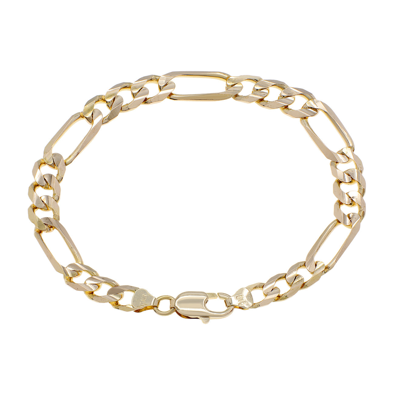 Exclusive 14K Yellow Gold Italian Figaro Bracelet — Front View