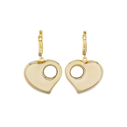 Exclusive 18K Yellow Gold Puffy Heart Earrings — Side View