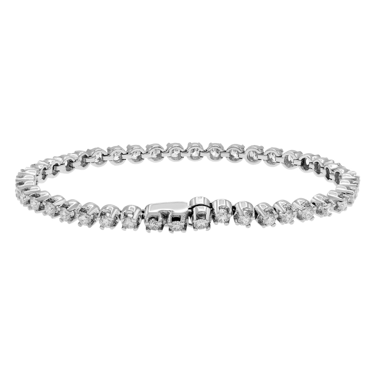Exclusive 18K White Gold 3.05 Carat Tennis Bracelet — Side View