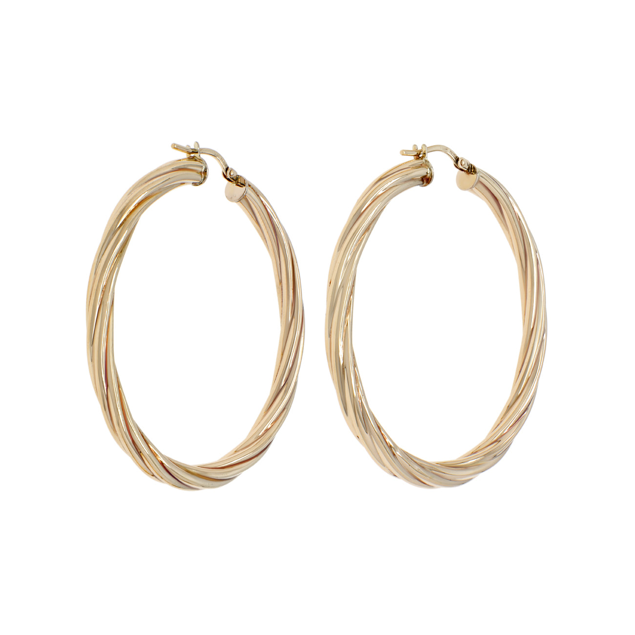 Exclusive 10K Yellow Gold Twist Hoop Earrings — Side View