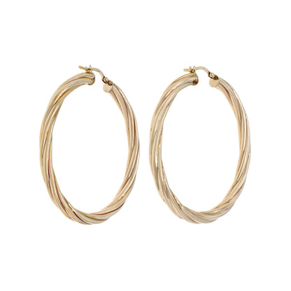 Exclusive 10K Yellow Gold Twist Hoop Earrings — Side View