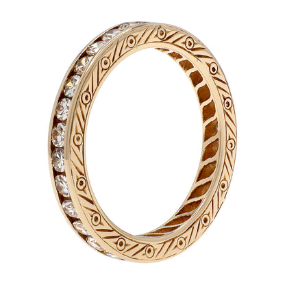 Exclusive 14K Yellow Gold 0.87 Carat Diamond Eternity Ring — Side View