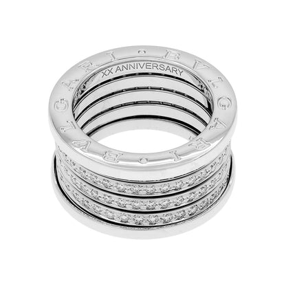 Exclusive Bulgari 18K White Gold Diamond B.Zero1 20th Anniversary Edition Ring — Side View