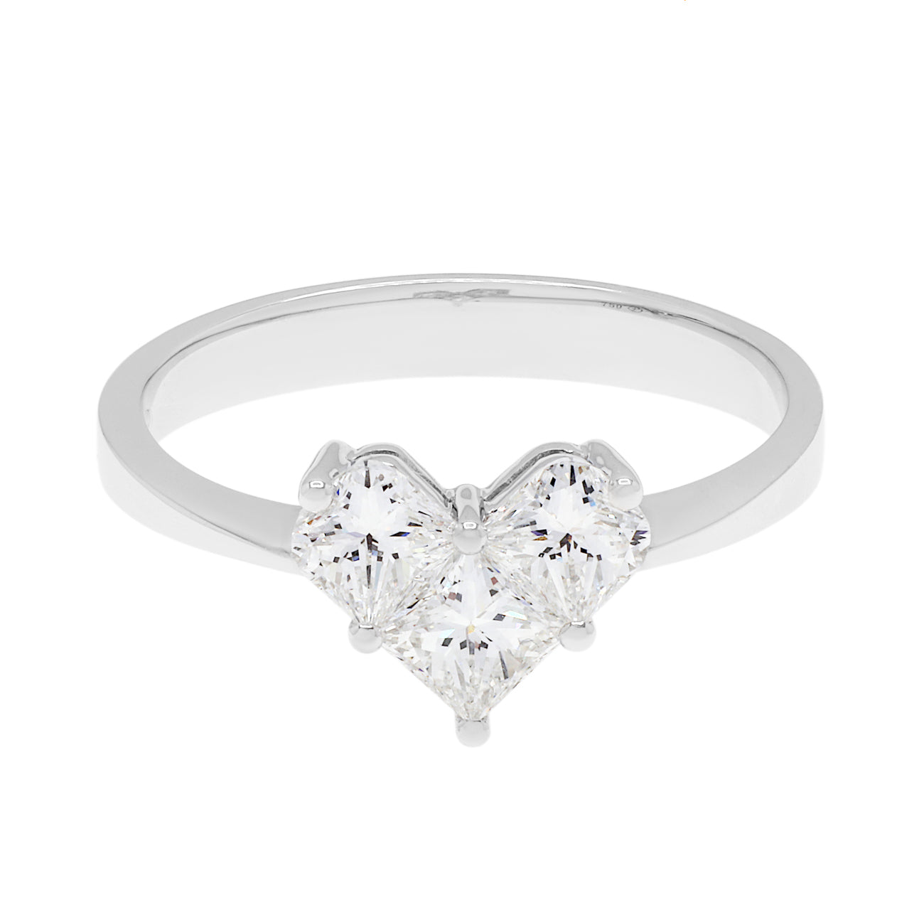 Exclusive 18K White Gold 0.77 Carat Diamond Heart Ring — 4.0 — Front View