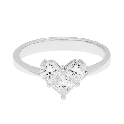 Exclusive 18K White Gold 0.77 Carat Diamond Heart Ring — 4.0 — Front View