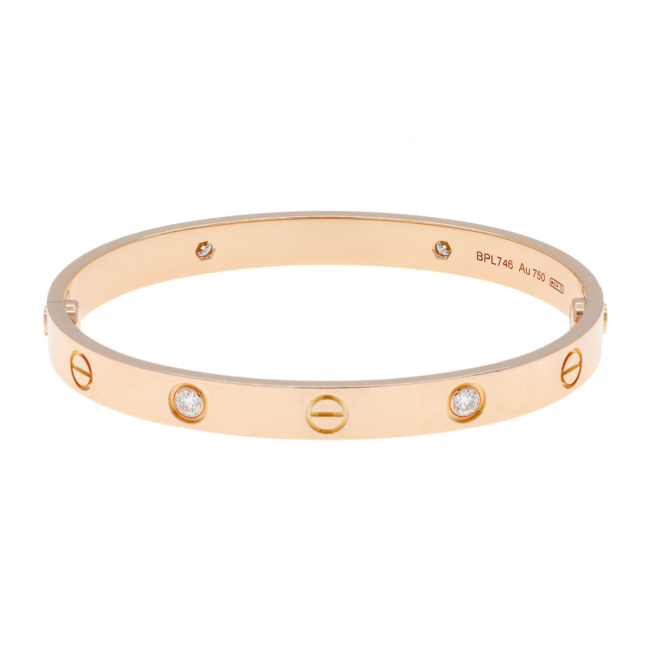 Exclusive Cartier 18K Rose Gold 4 Diamond Classic Love Bracelet — Side View