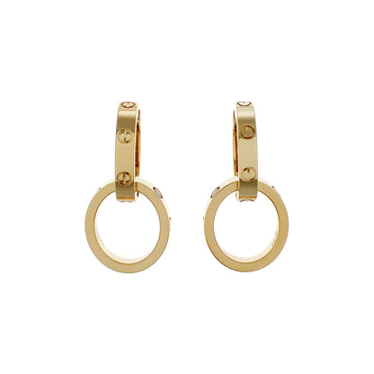 Exclusive Cartier 18K Yellow Gold Multiwear Love Earrings — Front View