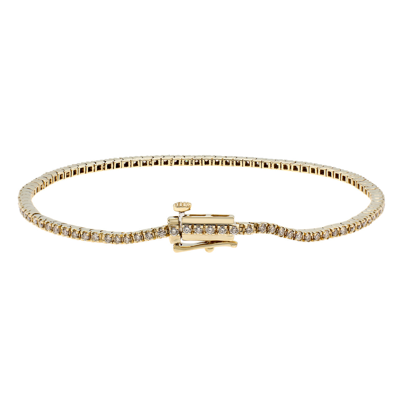 Exclusive 10K Yellow Gold 1.00 Carat Tennis Bracelet — Side View