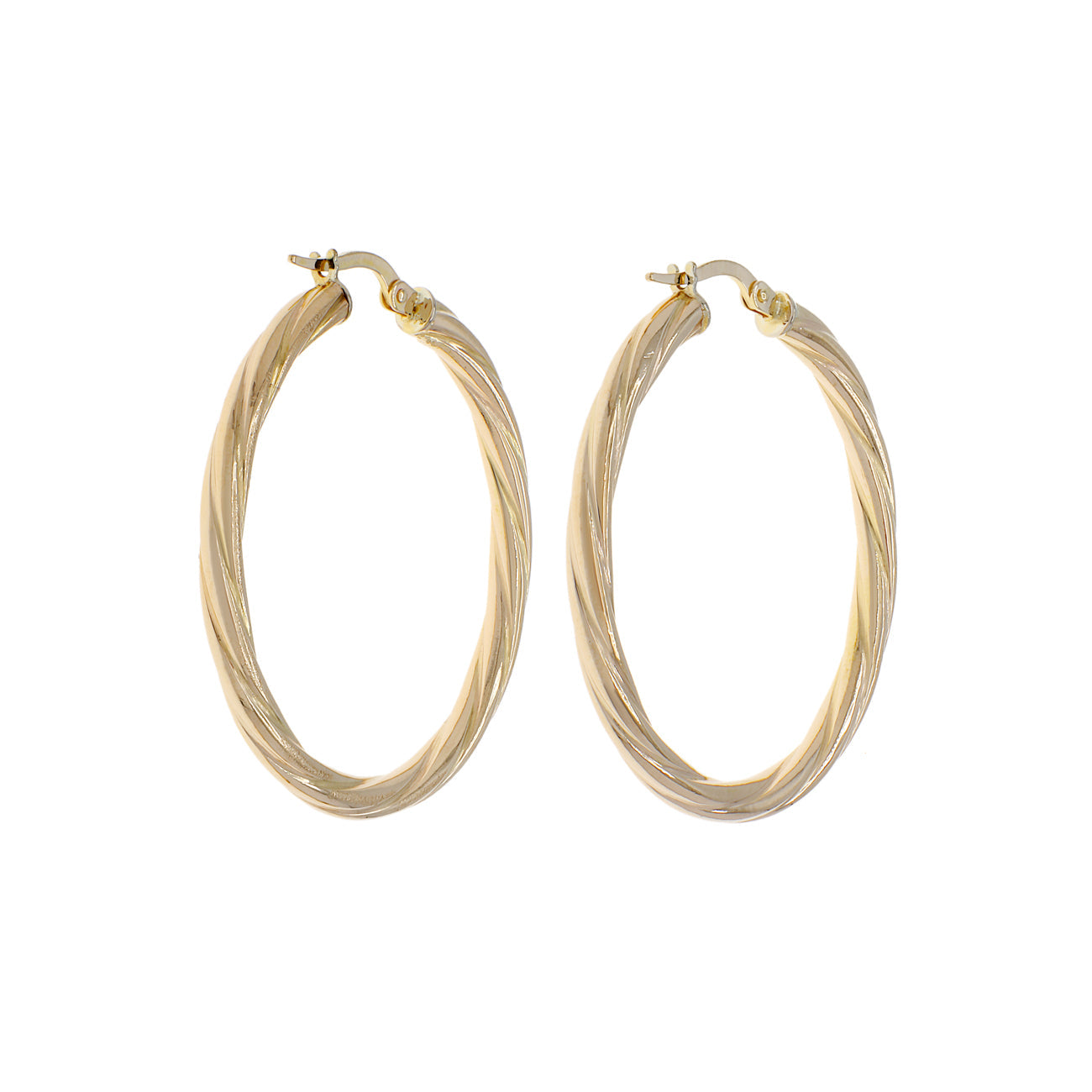 Exclusive 10K Yellow Gold Cable Twist Hoops — Side View