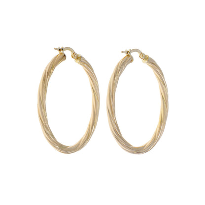 Exclusive 10K Yellow Gold Cable Twist Hoops — Side View