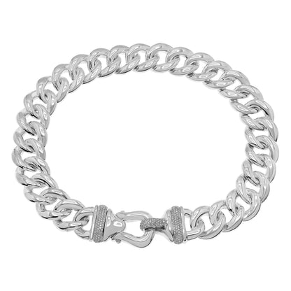 Exclusive David Yurman Sterling Silver Diamond Cable Buckle Chain Necklace — Front View