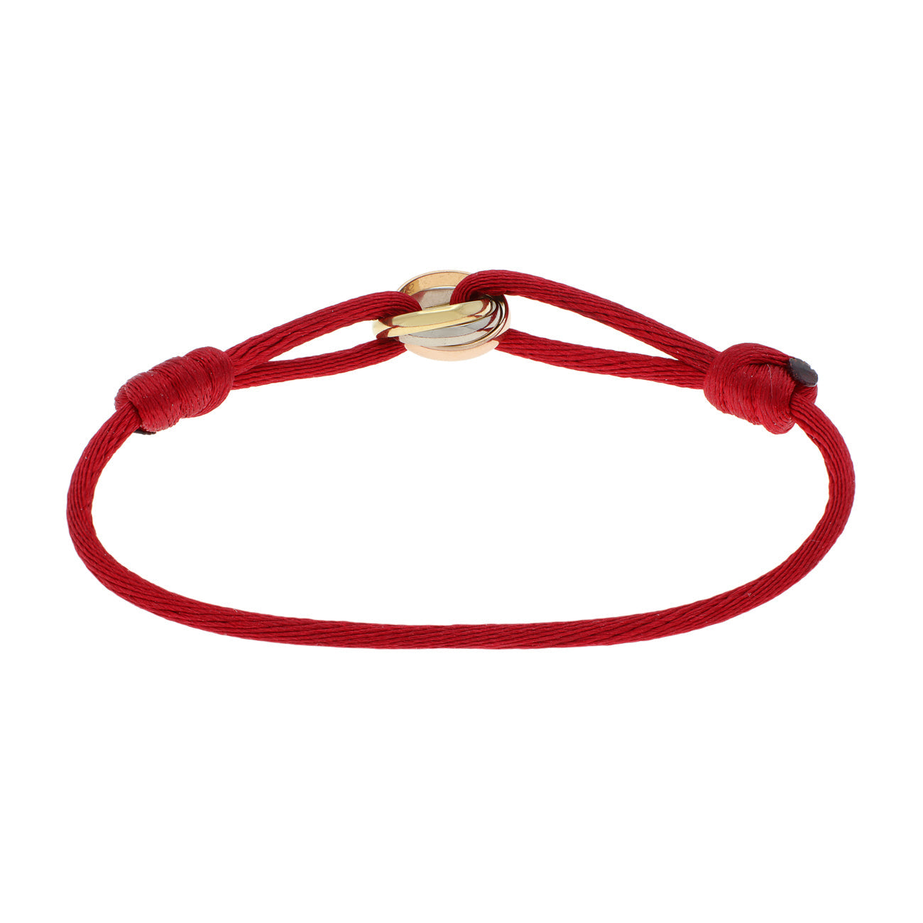 Exclusive Cartier 18K White Yellow Rose Gold Trinity Bracelet — Side View