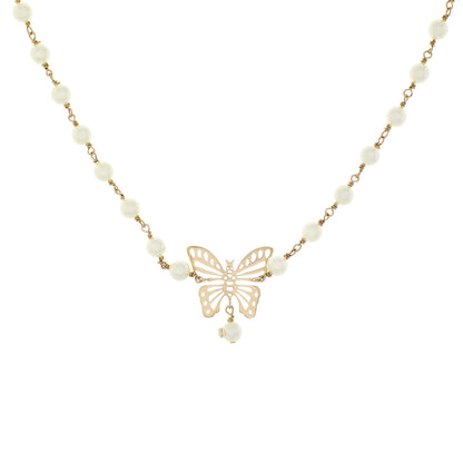 Exclusive Christian Dior Pearl Butterfly Necklace — Front View