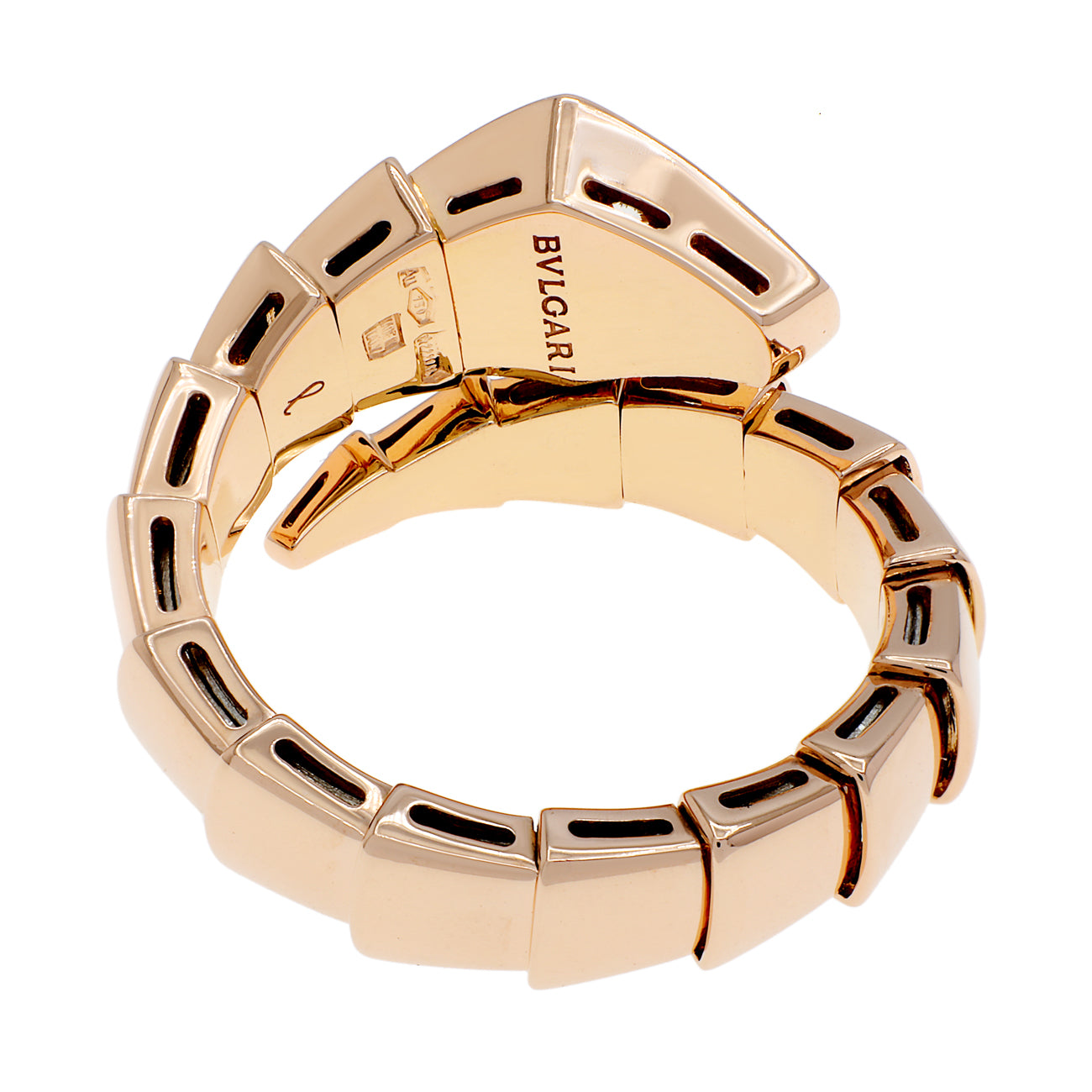 Exclusive Bulgari 18K Rose Gold Diamond Serpenti Viper Ring — Side View