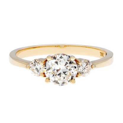 Exclusive 18K Yellow Gold 0.57 Carat Past Present Future Diamond Ring — 3.5 — Front View