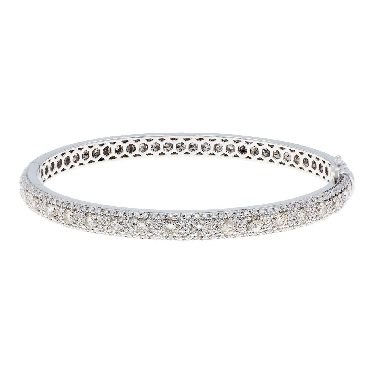 Exclusive 14K White Gold 5.32 Carat Diamond Bangle — Side View
