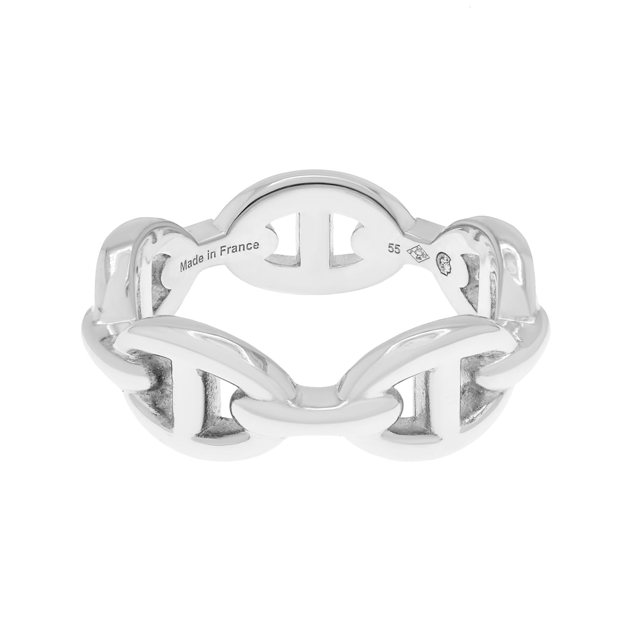 Exclusive Hermes Sterling Silver Chaine d'Ancre Enchainee Ring — Side View