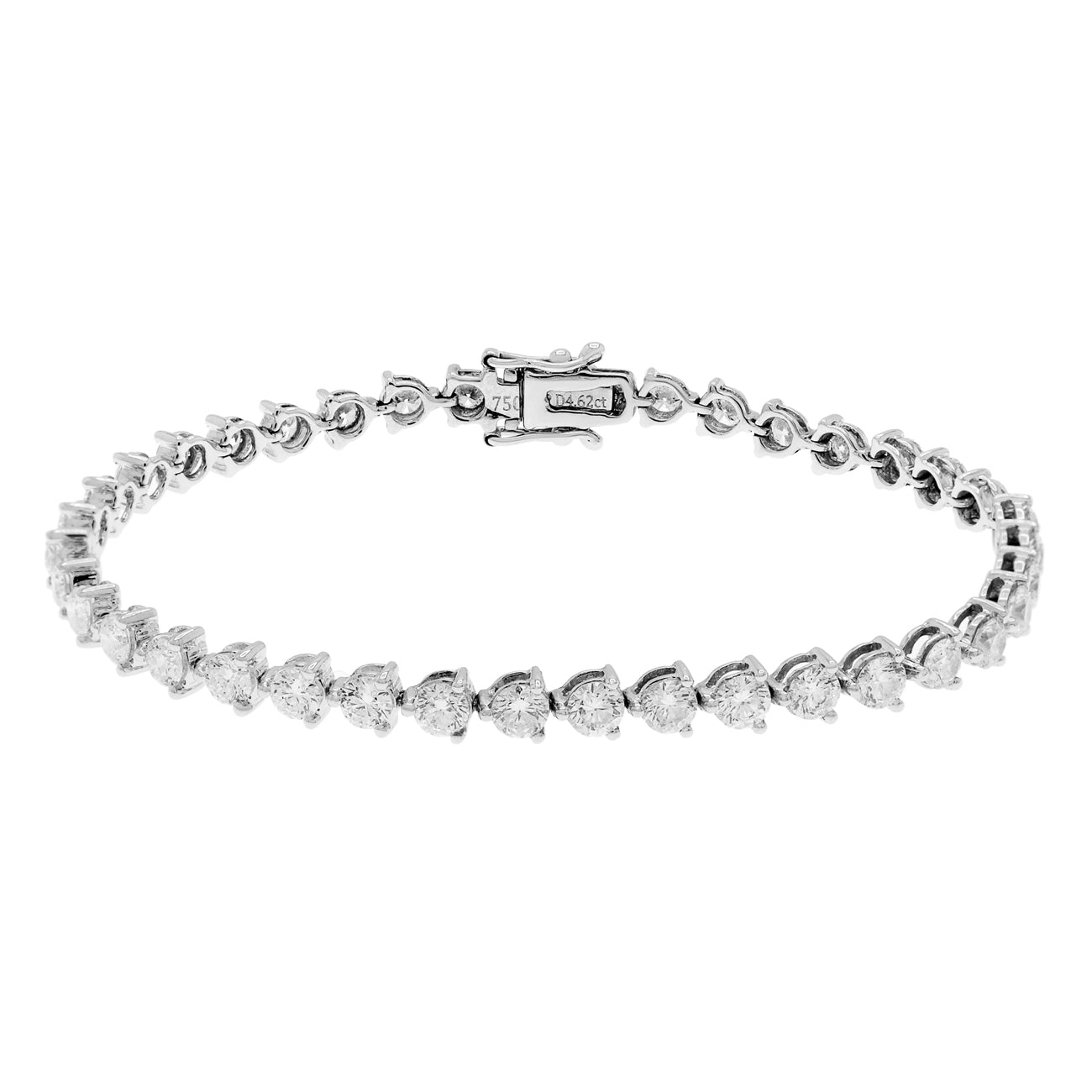 Exclusive 18K White Gold 4.62 Carat Tennis Bracelet — Front View