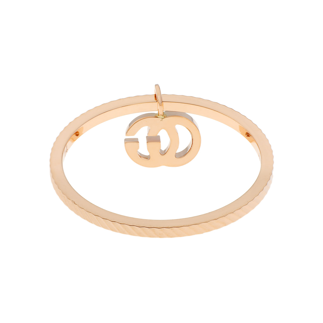 Exclusive Gucci 18K Rose Gold GG Running Charm Ring — Side View