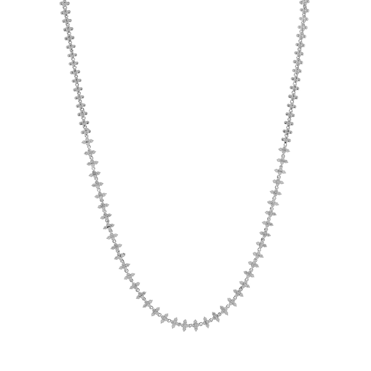 Exclusive 14K White Gold 2.46 Carat Quatrefoil Diamond Necklace — Front View