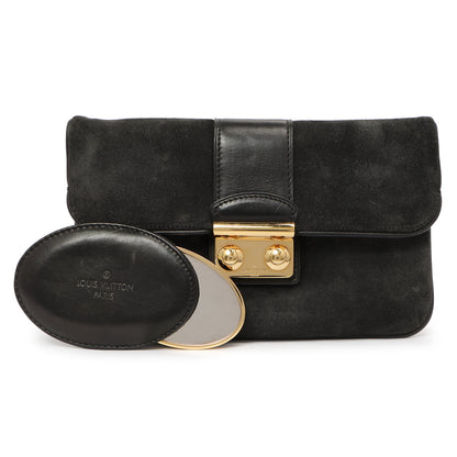 Exclusive Louis Vuitton Black Suede Sofia Coppola Slim Clutch — Front View