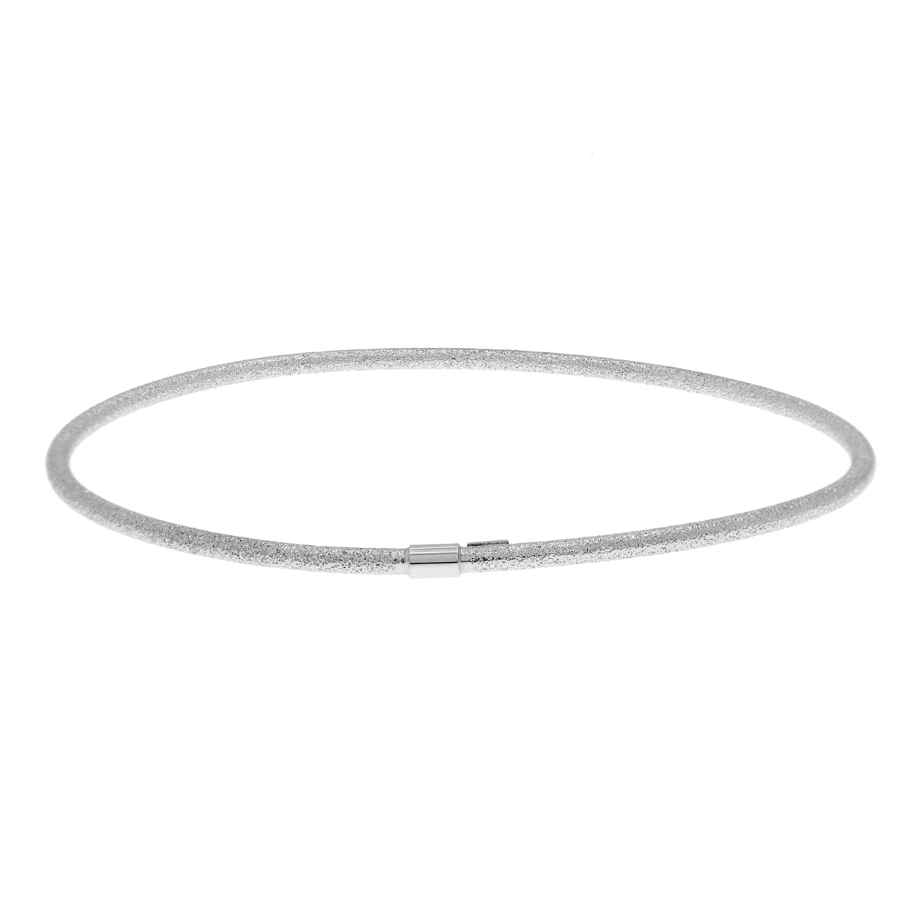 Exclusive 14K White Gold Blasted Bangle — Side View