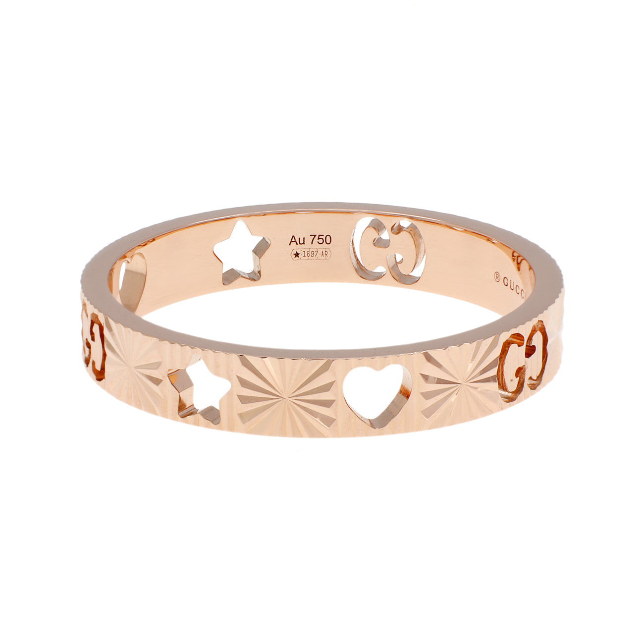 Exclusive Gucci 18K Rose Gold Icon Heart Band Ring — Side View