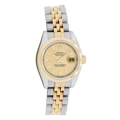 Exclusive Rolex Stainless Steel 18K Yellow Gold Datejust 26 179173 — Front View
