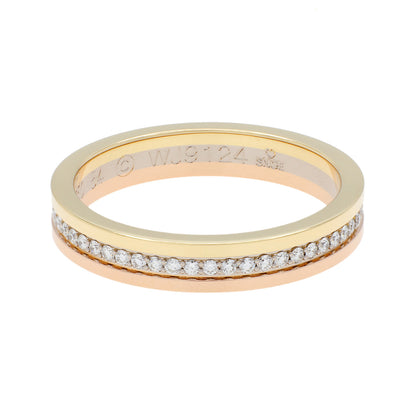 Exclusive Cartier 18K White Yellow Rose Gold Diamond Vendome Louis Cartier Wedding Band Ring — Side View