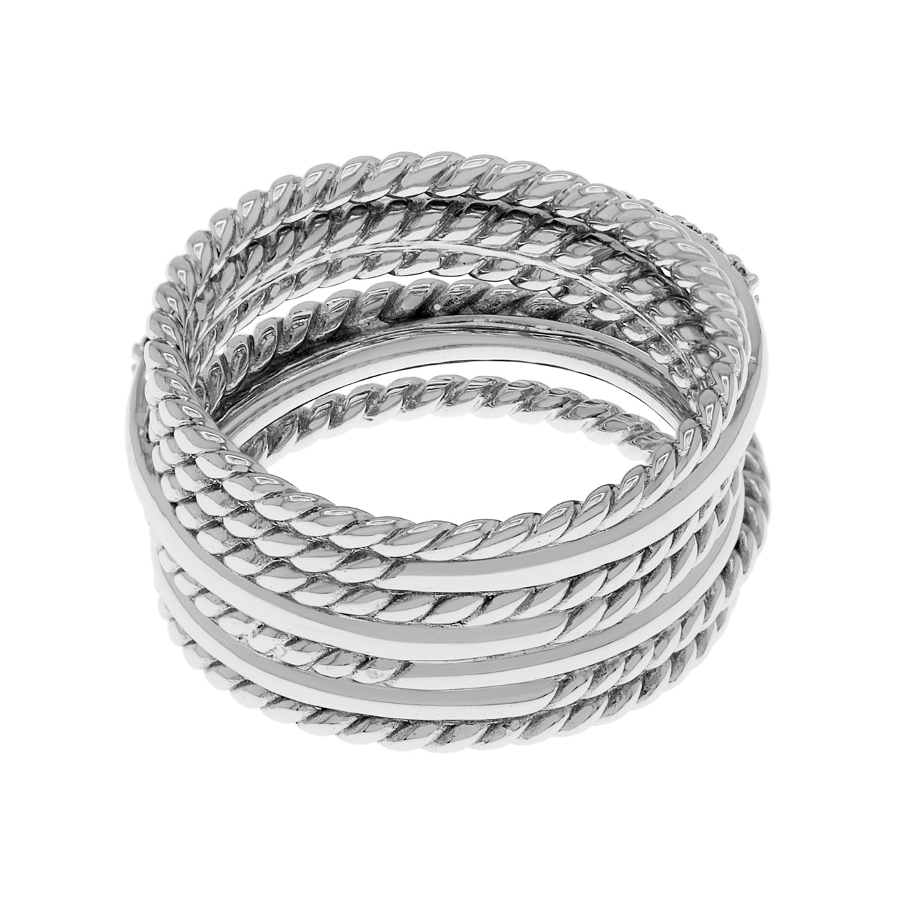 Exclusive David Yurman 18K White Gold Diamond Crossover Ring — Side View